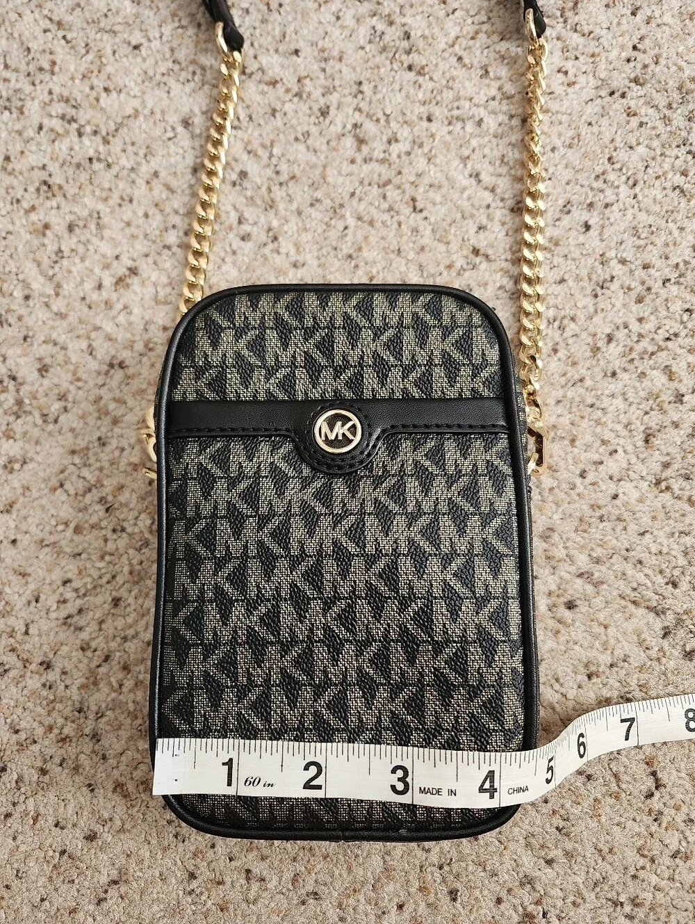 Michael Kors Blaire Black/Gold Small  Signature Logo Chain Crossbody Bag